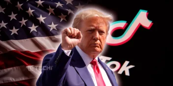 Donald Trump in front of the American flag and TikTok logo, signaling the TikTok deal nearing completion.