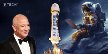 Jeff Bezos predicts millions living in space with Blue Origin rocket and astronaut.