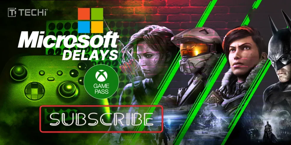 Microsoft delays Xbox Game Pass Ultimate price hike with featured gaming characters and controller.