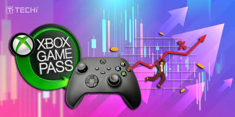 Xbox Game Pass price hike and disappointing October 2025 lineup with controller and chart.
