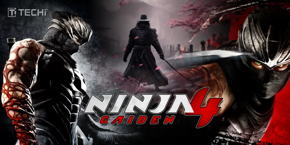 Ninja Gaiden 4 game poster featuring the protagonist in action, with the game's title and dramatic background.