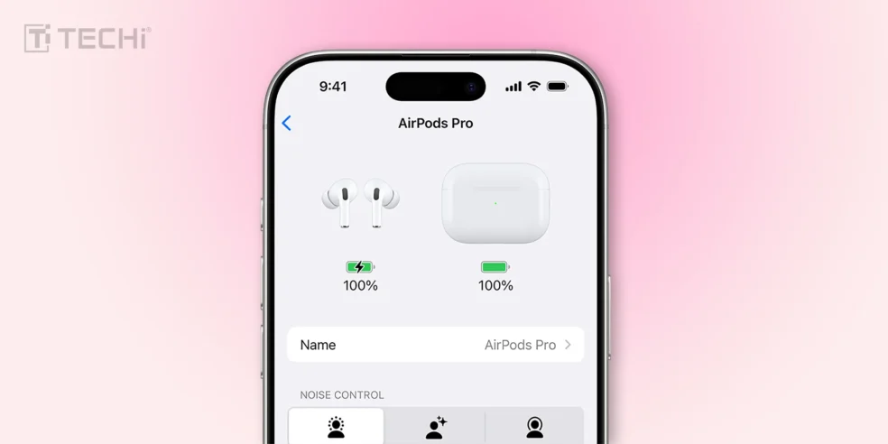 AirPods Pro 3 Vs AirPods Pro 2: What's Changed and What's the Same 9 iPhone screen displaying the AirPods Pro 3 with full battery charge for both the earbuds and the charging case, along with the noise control options in the settings.