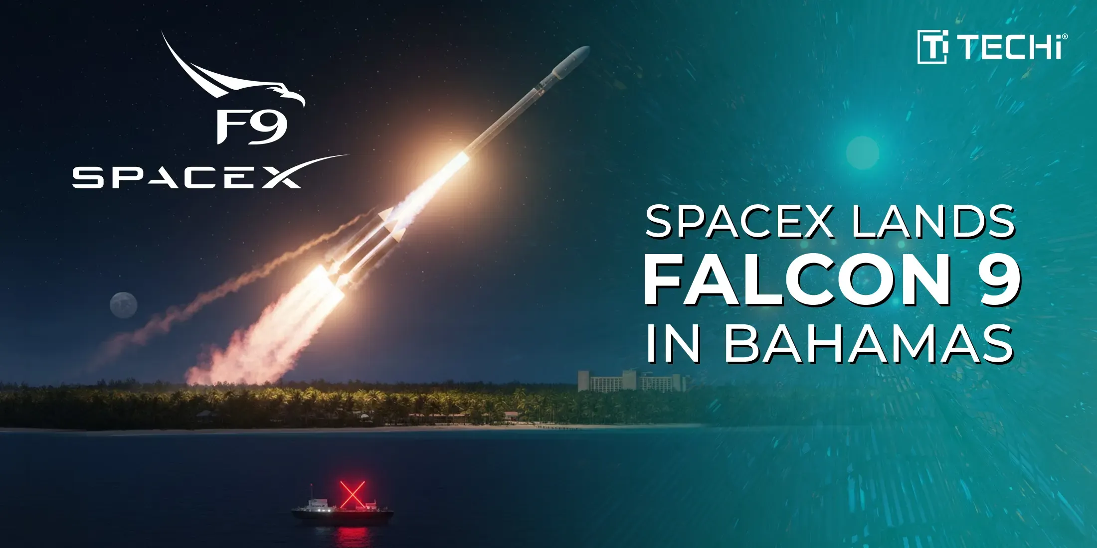 SpaceX Falcon 9 Booster B1077 Lands Near Bahamas on 26th Flight | Starlink Mission